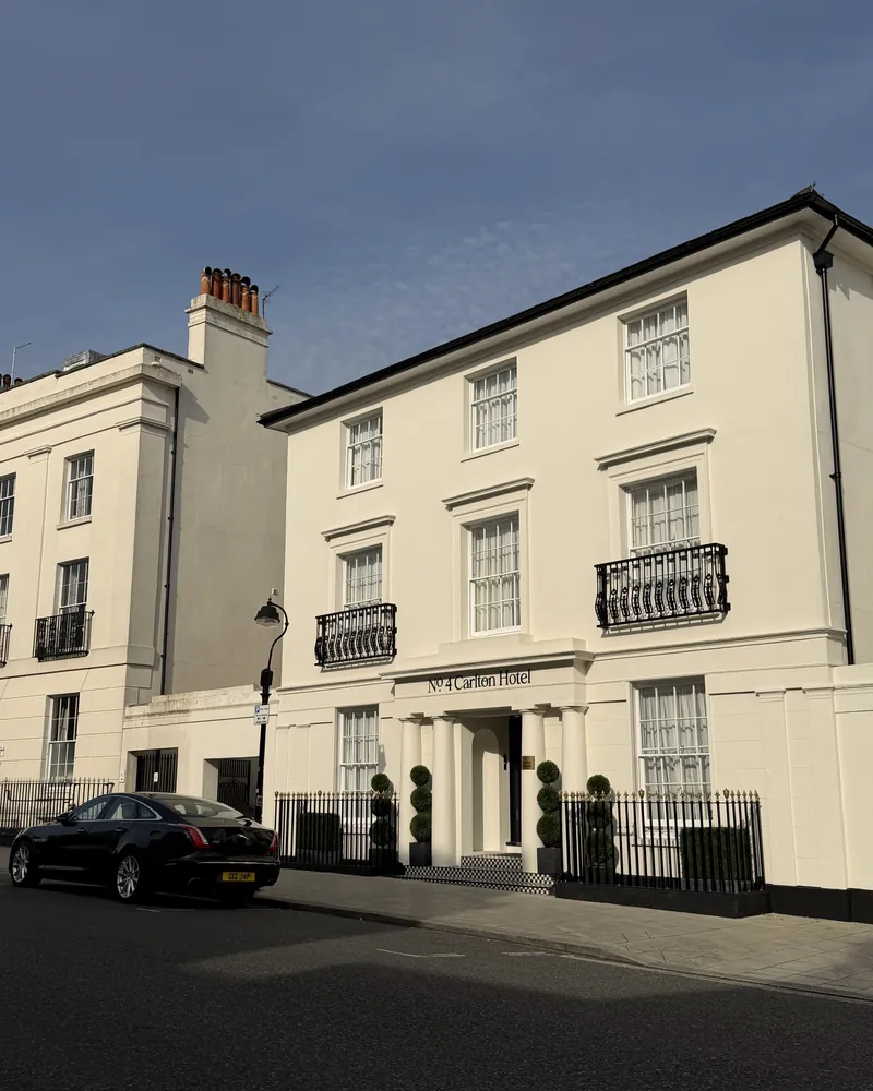 The Georgian façade of the houses on Carlton Crescent in low evening light